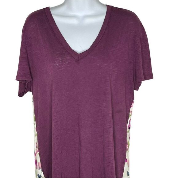 T.LA Anthropologie Tunic Dress Cover Up XS Pullover Hi Low Floral Contrast Slits - Picture 3 of 9